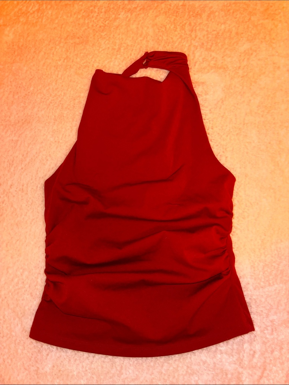 Divided Red Halter Tank Top